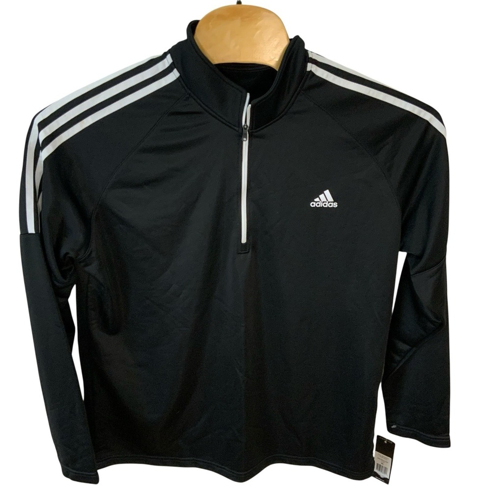 Adidas Golf Men's French Terry‎ 1/4 Zip Black UPF 50 Golf Sport Sweatshirt Sz XL